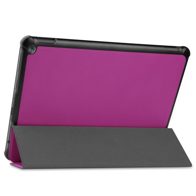 For Amazon Fire HD 10 (2021) Custer Texture Horizontal Flip Leather Case with Three-folding Holder & Sleep / Wake-up Function(Purple) - Amazon by buy2fix | Online Shopping UK | buy2fix