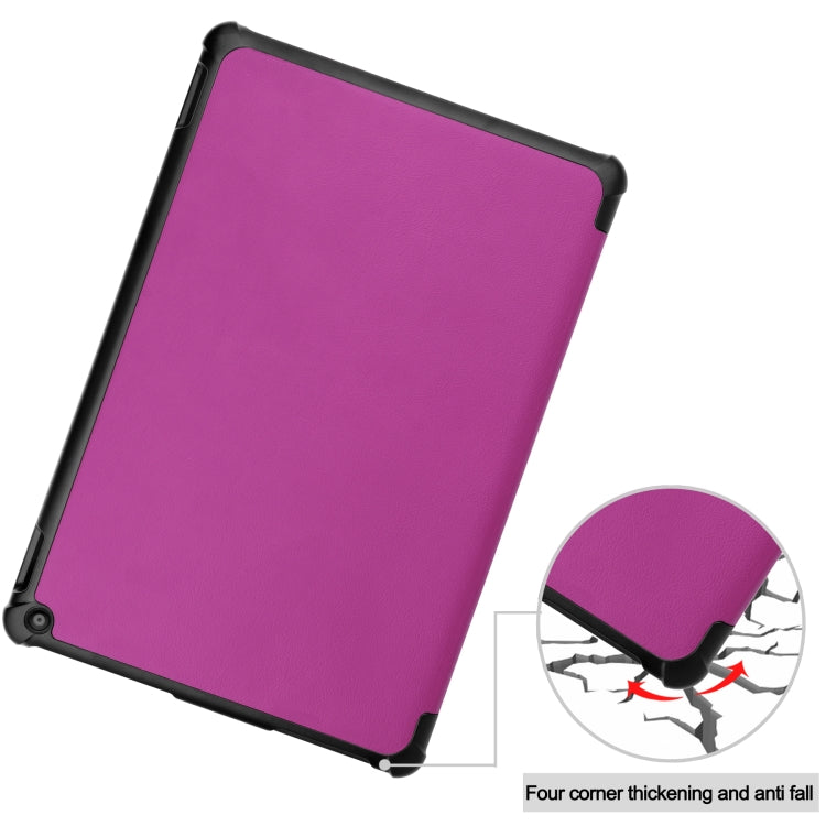 For Amazon Fire HD 10 (2021) Custer Texture Horizontal Flip Leather Case with Three-folding Holder & Sleep / Wake-up Function(Purple) - Amazon by buy2fix | Online Shopping UK | buy2fix
