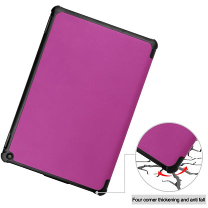 For Amazon Fire HD 10 (2021) Custer Texture Horizontal Flip Leather Case with Three-folding Holder & Sleep / Wake-up Function(Purple) - Amazon by buy2fix | Online Shopping UK | buy2fix