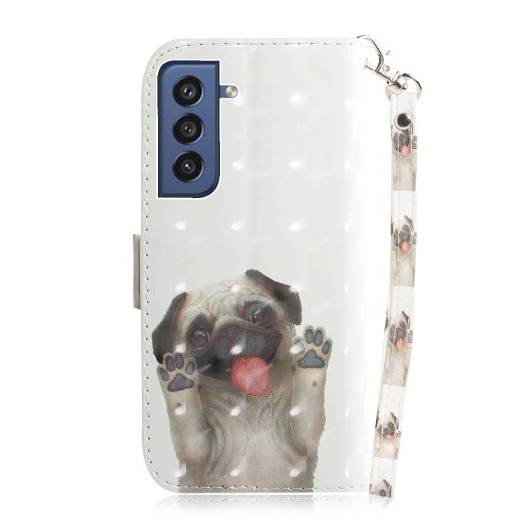 For Samsung Galaxy S21 FE 3D Colored Drawing Horizontal Flip Leather Case with Holder & Card Slots & Wallet & Lanyard(Pug) by buy2fix