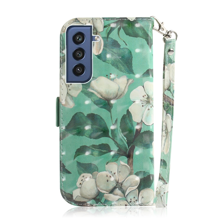 For Samsung Galaxy S21 FE 3D Colored Drawing Horizontal Flip Leather Case with Holder & Card Slots & Wallet & Lanyard(Watercolor Flower) by buy2fix