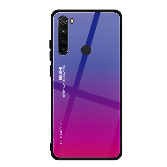 For Xiaomi Redmi Note 8 Gradient Color Glass Case(Dark Blue)