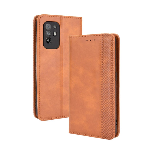 For OPPO A94 5G / Reno5Z 5G / F19 Pro+ 5G Magnetic Buckle Retro Crazy Horse Texture Horizontal Flip Leather Case with Holder & Card Slots & Photo Frame(Brown) by buy2fix