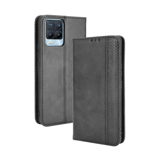 For OPPO Realme 8 4G / Realme 8 Pro 4G Magnetic Buckle Retro Crazy Horse Texture Horizontal Flip Leather Case with Holder & Card Slots & Photo Frame(Black) - Realme Cases by buy2fix | Online Shopping UK | buy2fix
