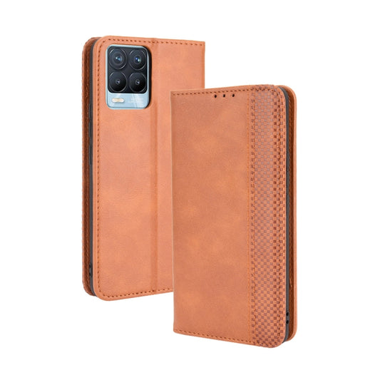 For OPPO Realme 8 4G / Realme 8 Pro 4G Magnetic Buckle Retro Crazy Horse Texture Horizontal Flip Leather Case with Holder & Card Slots & Photo Frame(Brown) - Realme Cases by buy2fix | Online Shopping UK | buy2fix