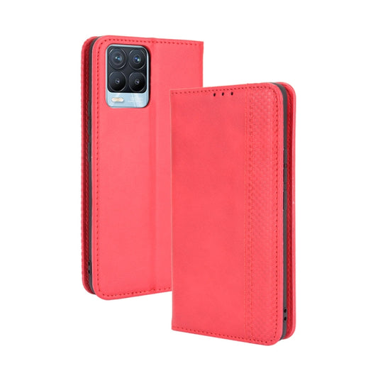 For OPPO Realme 8 4G / Realme 8 Pro 4G Magnetic Buckle Retro Crazy Horse Texture Horizontal Flip Leather Case with Holder & Card Slots & Photo Frame(Red) - Realme Cases by buy2fix | Online Shopping UK | buy2fix