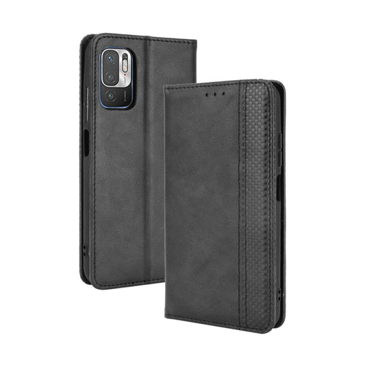 For Xiaomi Redmi Note 10 5G Magnetic Buckle Retro Crazy Horse Texture Horizontal Flip Leather Case with Holder & Card Slots & Photo Frame(Black) - Xiaomi Cases by buy2fix | Online Shopping UK | buy2fix