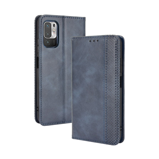 For Xiaomi Redmi Note 10 5G Magnetic Buckle Retro Crazy Horse Texture Horizontal Flip Leather Case with Holder & Card Slots & Photo Frame(Blue) - Xiaomi Cases by buy2fix | Online Shopping UK | buy2fix