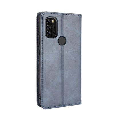 For Blackview A70 (2021) Magnetic Buckle Retro Crazy Horse Texture Horizontal Flip Leather Case with Holder & Card Slots & Photo Frame(Blue) - More Brand by buy2fix | Online Shopping UK | buy2fix