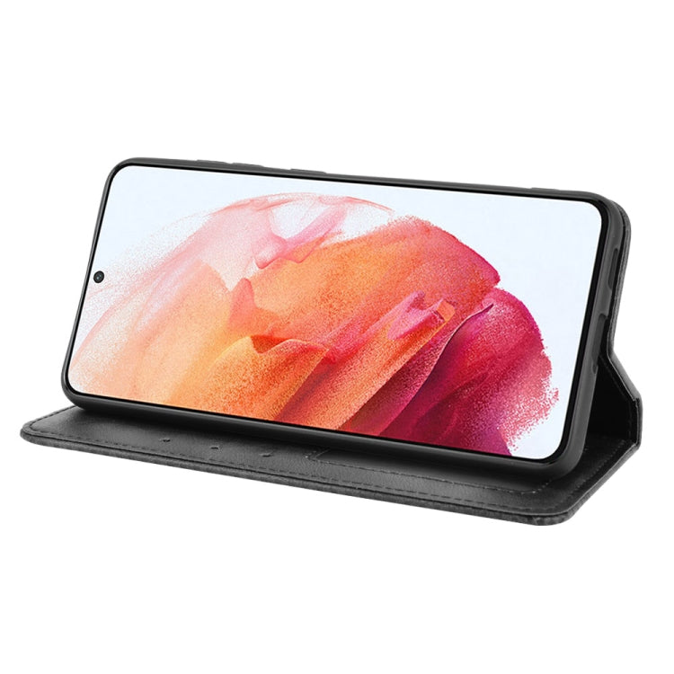 For Samsung Galaxy S21 FE Magnetic Buckle Retro Crazy Horse Texture Horizontal Flip Leather Case with Holder & Card Slots & Photo Frame(Black) by buy2fix