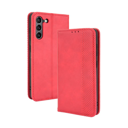 For Samsung Galaxy S21 FE Magnetic Buckle Retro Crazy Horse Texture Horizontal Flip Leather Case with Holder & Card Slots & Photo Frame(Red) by buy2fix