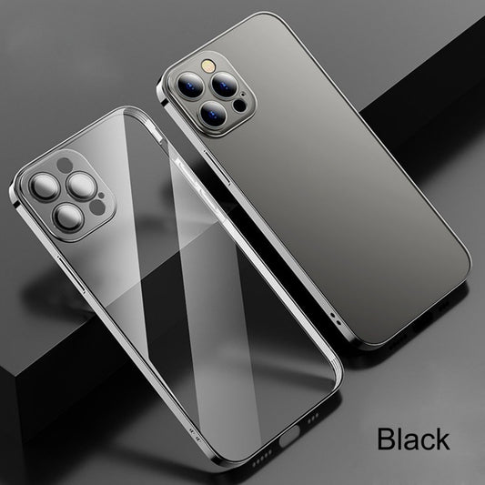 For iPhone 12 Anti-fingerprint Frosted Electroplating Protective Case with Camera Film(Black) - iPhone 12 / 12 Pro Cases by buy2fix | Online Shopping UK | buy2fix