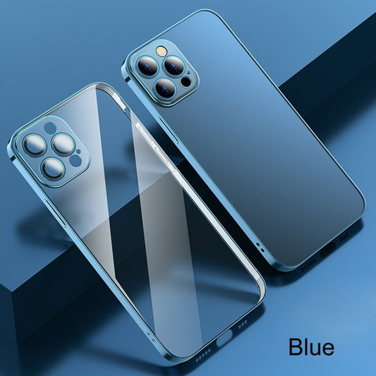 For iPhone 12 Pro Anti-fingerprint Frosted Electroplating Protective Case with Camera Film(Blue) - iPhone 12 / 12 Pro Cases by buy2fix | Online Shopping UK | buy2fix