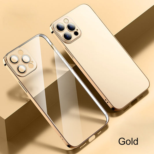 For iPhone 12 Pro Max Anti-fingerprint Frosted Electroplating Protective Case with Camera Film(Gold) by buy2fix