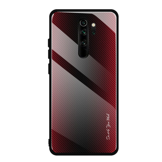 For Xiaomi Redmi Note 8 Pro Carbon Fiber Texture Gradient Color Glass Case(Red) - Xiaomi Cases by buy2fix | Online Shopping UK | buy2fix