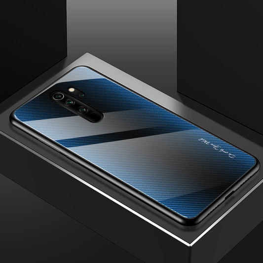 For Xiaomi Redmi Note 8 Pro Carbon Fiber Texture Gradient Color Glass Case(Blue) - Xiaomi Cases by buy2fix | Online Shopping UK | buy2fix