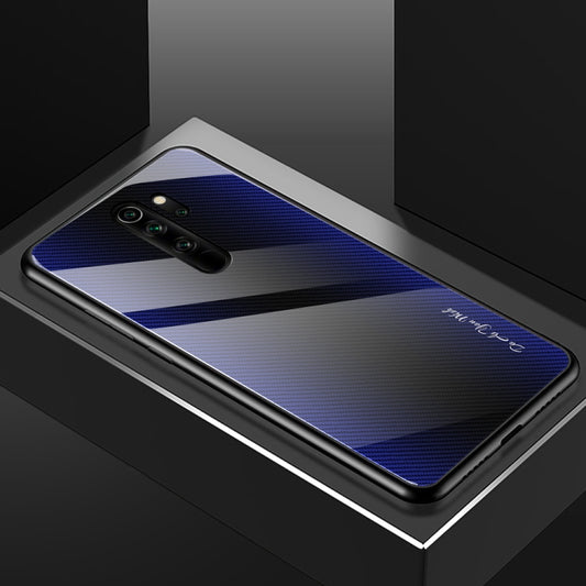 For Xiaomi Redmi Note 8 Pro Carbon Fiber Texture Gradient Color Glass Case(Purple) - Xiaomi Cases by buy2fix | Online Shopping UK | buy2fix