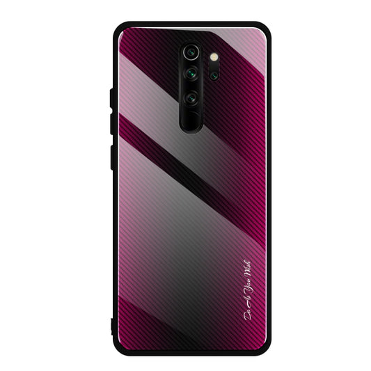For Xiaomi Redmi Note 8 Pro Carbon Fiber Texture Gradient Color Glass Case(Magenta) - Xiaomi Cases by buy2fix | Online Shopping UK | buy2fix