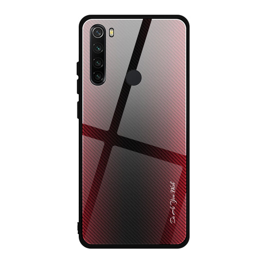 For Xiaomi Redmi Note 8 Carbon Fiber Texture Gradient Color Glass Case(Red) - Xiaomi Cases by buy2fix | Online Shopping UK | buy2fix