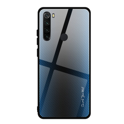For Xiaomi Redmi Note 8 Carbon Fiber Texture Gradient Color Glass Case(Blue) - Xiaomi Cases by buy2fix | Online Shopping UK | buy2fix