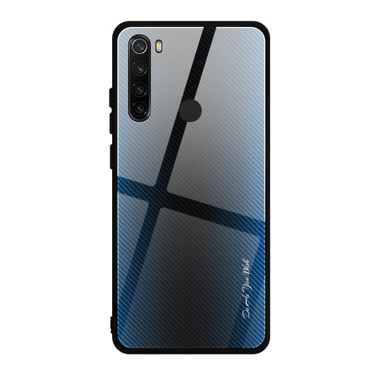 For Xiaomi Redmi Note 8 Carbon Fiber Texture Gradient Color Glass Case(Blue) - Xiaomi Cases by buy2fix | Online Shopping UK | buy2fix