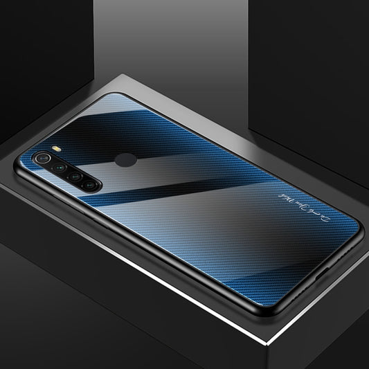 For Xiaomi Redmi Note 8 Carbon Fiber Texture Gradient Color Glass Case(Blue) - Xiaomi Cases by buy2fix | Online Shopping UK | buy2fix
