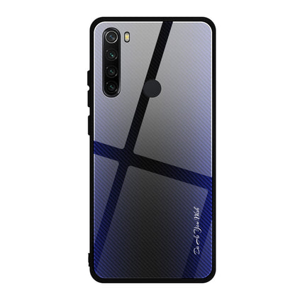 For Xiaomi Redmi Note 8 Carbon Fiber Texture Gradient Color Glass Case(Purple) - Xiaomi Cases by buy2fix | Online Shopping UK | buy2fix