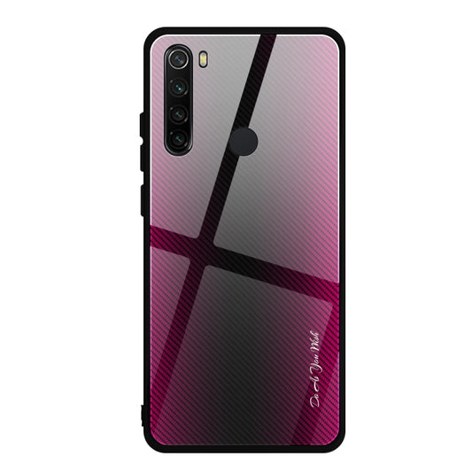For Xiaomi Redmi Note 8 Carbon Fiber Texture Gradient Color Glass Case(Magenta) - Xiaomi Cases by buy2fix | Online Shopping UK | buy2fix