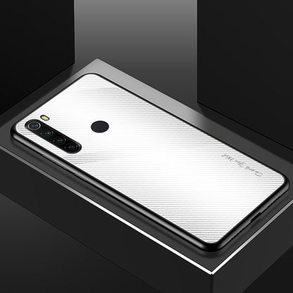 For Xiaomi Redmi Note 8 Carbon Fiber Texture Gradient Color Glass Case(White) - Xiaomi Cases by buy2fix | Online Shopping UK | buy2fix
