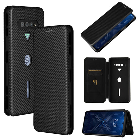 For Xiaomi Black Shark 4 / 4 Pro Carbon Fiber Texture Horizontal Flip TPU + PC + PU Leather Case with Card Slot(Black) - Xiaomi Cases by buy2fix | Online Shopping UK | buy2fix
