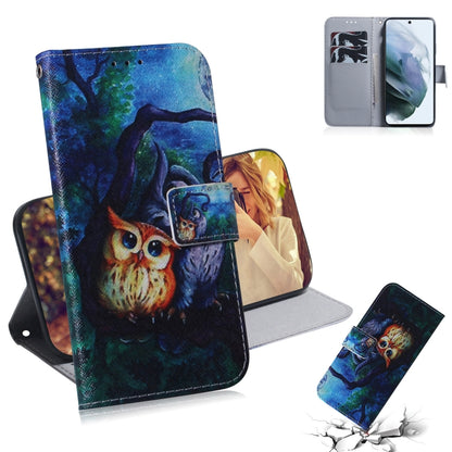 For Samsung Galaxy S21 FE Coloured Drawing Horizontal Flip Leather Case, with Holder & Card Slots & Wallet(Oil Painting Owl) by buy2fix
