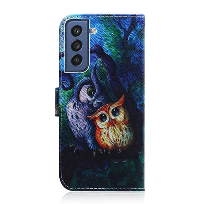 For Samsung Galaxy S21 FE Coloured Drawing Horizontal Flip Leather Case, with Holder & Card Slots & Wallet(Oil Painting Owl) by buy2fix