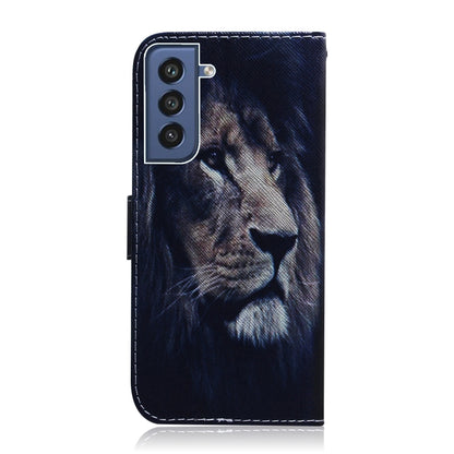 For Samsung Galaxy S21 FE Coloured Drawing Horizontal Flip Leather Case, with Holder & Card Slots & Wallet(Lion) by buy2fix