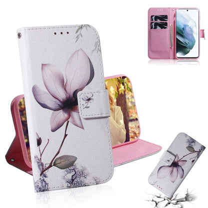 For Samsung Galaxy S21 FE Coloured Drawing Horizontal Flip Leather Case, with Holder & Card Slots & Wallet(Magnolia Flower) by buy2fix