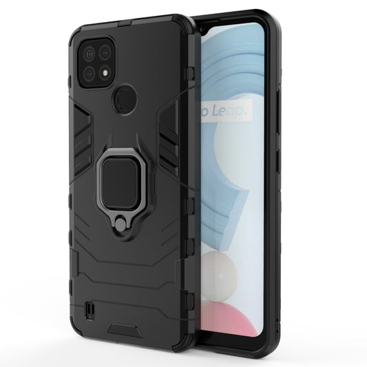 For OPPO Realme C21 Shockproof PC + TPU Protective Case with Magnetic Ring Holder(Black) - Realme Cases by buy2fix | Online Shopping UK | buy2fix