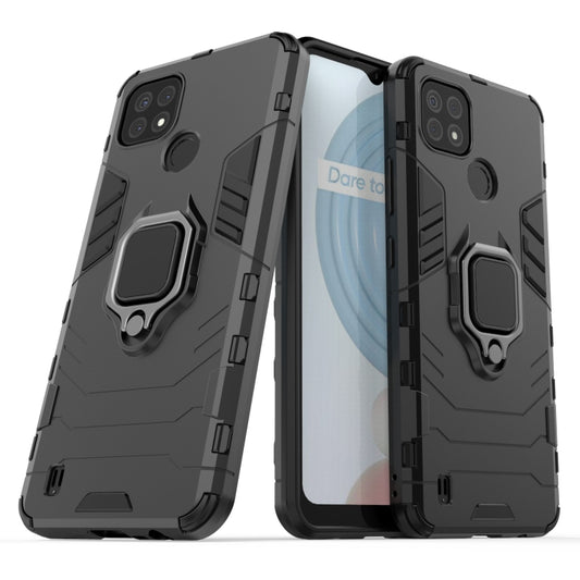 For OPPO Realme C21 Shockproof PC + TPU Protective Case with Magnetic Ring Holder(Black) - Realme Cases by buy2fix | Online Shopping UK | buy2fix