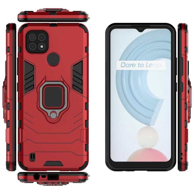 For OPPO Realme C21 Shockproof PC + TPU Protective Case with Magnetic Ring Holder(Red) - Realme Cases by buy2fix | Online Shopping UK | buy2fix