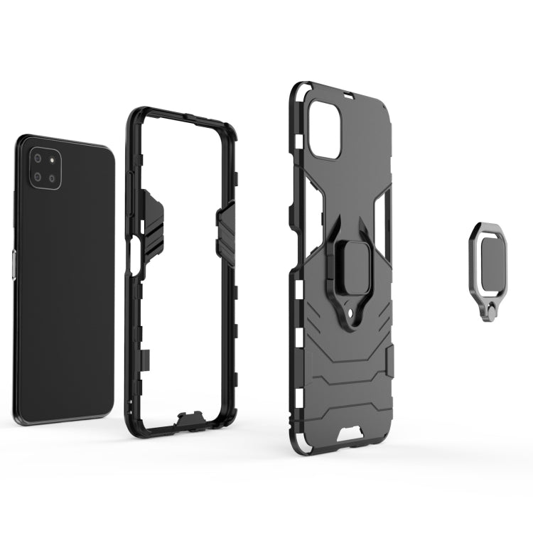 For Samsung Galaxy A22 5G Shockproof PC + TPU Protective Case with Magnetic Ring Holder(Black) by buy2fix