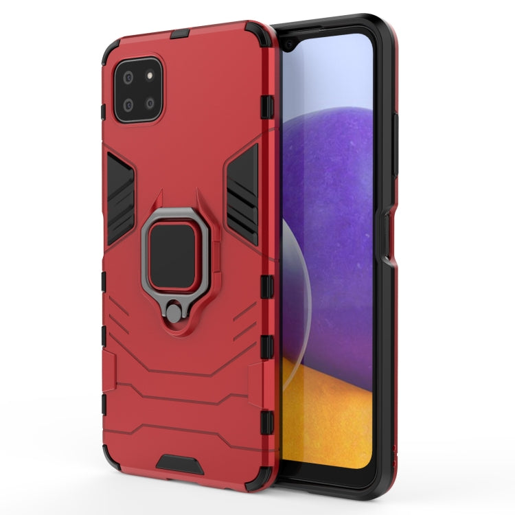 For Samsung Galaxy A22 5G Shockproof PC + TPU Protective Case with Magnetic Ring Holder(Red) by buy2fix