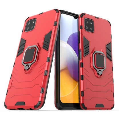 For Samsung Galaxy A22 5G Shockproof PC + TPU Protective Case with Magnetic Ring Holder(Red) by buy2fix