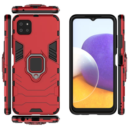 For Samsung Galaxy A22 5G Shockproof PC + TPU Protective Case with Magnetic Ring Holder(Red) by buy2fix