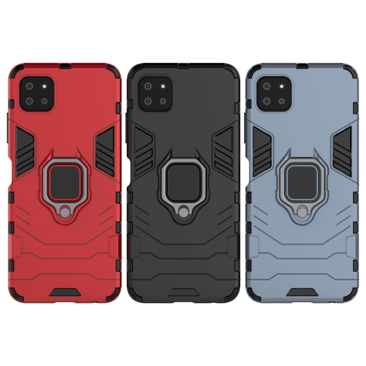 For Samsung Galaxy A22 5G Shockproof PC + TPU Protective Case with Magnetic Ring Holder(Navy Blue) by buy2fix