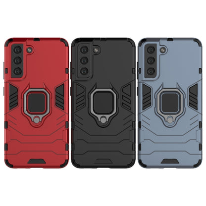 For Samsung Galaxy S21 FE Shockproof PC + TPU Protective Case with Magnetic Ring Holder(Red) by buy2fix