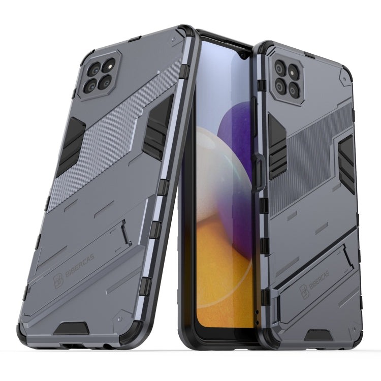 For Samsung Galaxy A22 5G Punk Armor 2 in 1 PC + TPU Shockproof Case with Invisible Holder(Grey) by buy2fix