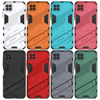 For Samsung Galaxy A22 5G Punk Armor 2 in 1 PC + TPU Shockproof Case with Invisible Holder(Grey) by buy2fix