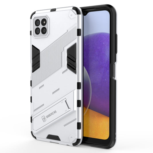 For Samsung Galaxy A22 5G Punk Armor 2 in 1 PC + TPU Shockproof Case with Invisible Holder(White) by buy2fix