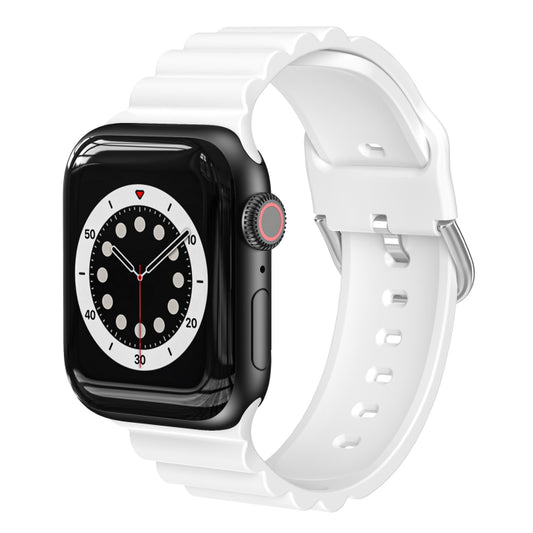 Business B Style Silicone Watch Band For Apple Watch Series 7 45mm / 6 & SE & 5 & 4 44mm / 3 & 2 & 1 42mm(White) - Watch Bands by buy2fix | Online Shopping UK | buy2fix
