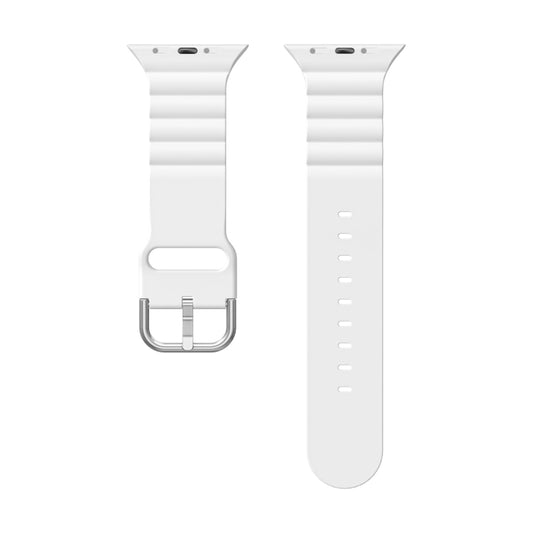 Business B Style Silicone Watch Band For Apple Watch Series 7 45mm / 6 & SE & 5 & 4 44mm / 3 & 2 & 1 42mm(White) - Watch Bands by buy2fix | Online Shopping UK | buy2fix