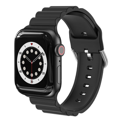 Business B Style Silicone Watch Band For Apple Watch Series 7 45mm / 6 & SE & 5 & 4 44mm / 3 & 2 & 1 42mm(Black) - Watch Bands by buy2fix | Online Shopping UK | buy2fix