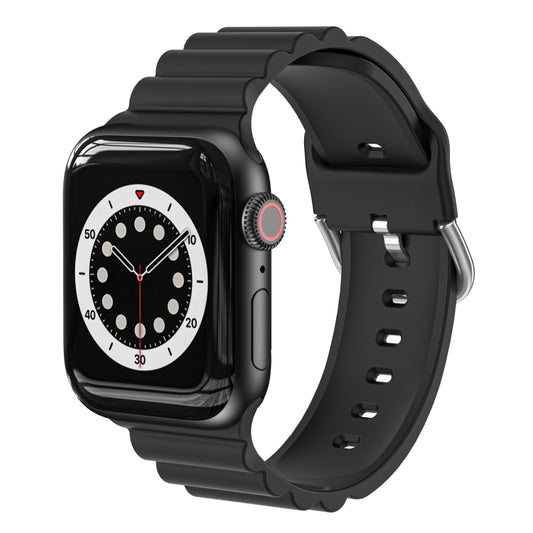 Business B Style Silicone Watch Band For Apple Watch Series 7 45mm / 6 & SE & 5 & 4 44mm / 3 & 2 & 1 42mm(Black) - Watch Bands by buy2fix | Online Shopping UK | buy2fix